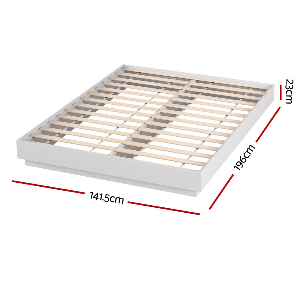 Artiss Double Bed Frame with 16Colour Led Light Wooden Platform Bed Base DAYGLOW WBED-DAYGLOW-D-WH-ABC