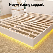 Artiss Double Bed Frame with 16Colour Led Light Wooden Platform Bed Base DAYGLOW WBED-DAYGLOW-D-WH-ABC