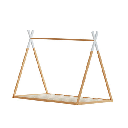 Artiss Bed Frame Wooden Kids House Single Frame Oak ENID WBED-ENID-S-OAK