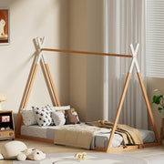 Artiss Bed Frame Wooden Kids House Single Frame Oak ENID WBED-ENID-S-OAK