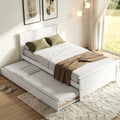 Artiss Single Bed Frame with Trundle Solid Wood Toddler Bunk Bed with Headboard White WBED-F-03S-107-AB