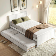 Artiss Single Bed Frame with Trundle Solid Wood Toddler Bunk Bed with Headboard White WBED-F-03S-107-AB