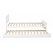 Artiss Single Bed Frame with Trundle Solid Wood Toddler Bunk Bed with Headboard White WBED-F-03S-107-AB