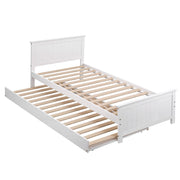 Artiss Single Bed Frame with Trundle Solid Wood Toddler Bunk Bed with Headboard White WBED-F-03S-107-AB