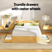Artiss Bed Frame Double Size with Charging Ports and 2 Drawers AURA WBED-F-AURA-D-WD-ABC