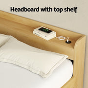 Artiss Bed Frame Double Size with Charging Ports and 2 Drawers AURA WBED-F-AURA-D-WD-ABC