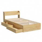 Artiss King Single Bed Frame with 2 Drawers Platform Bed with Headboard Bed Base with USB Ports Natural WBED-F-AURA-KS-WD-AB
