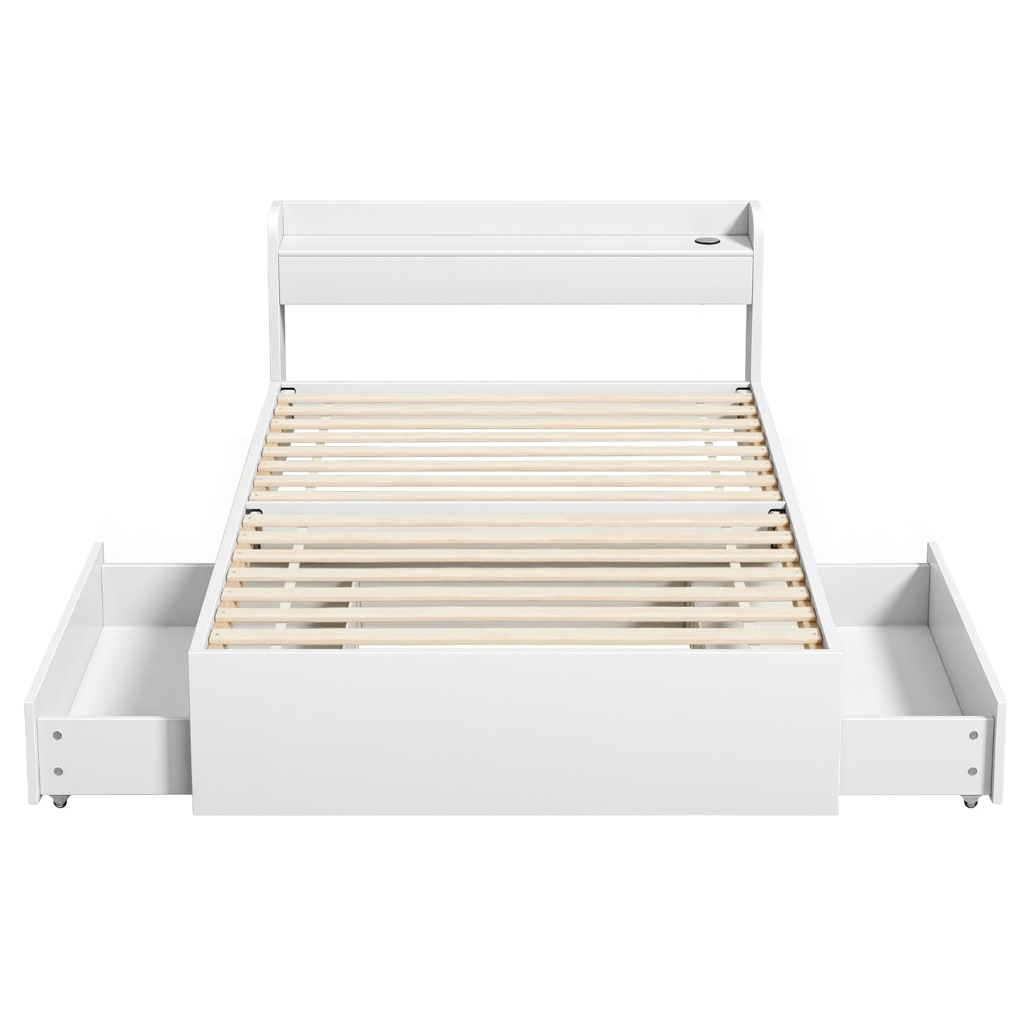 Artiss Bed Frame King Single Size with Charging Ports and 2 Drawers AURA WBED-F-AURA-KS-WH-AB
