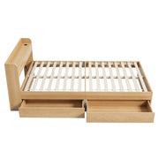 Artiss Single Bed Frame with 2 Storage Drawers Platform Bed Base with USB Ports Sturdy Wooden Slat Support WBED-F-AURA-S-WD-AB