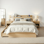 Artiss Single Bed Frame with 2 Storage Drawers Platform Bed Base with USB Ports Sturdy Wooden Slat Support WBED-F-AURA-S-WD-AB