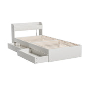 Artiss AURA White Single Bed Frame with Charging Ports and Drawers