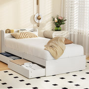 Artiss AURA White Single Bed Frame with Charging Ports and Drawers