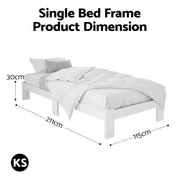 Artiss Bed Frame King Single Size Wooden White JADE WBED-F-BASE-JADE-KS