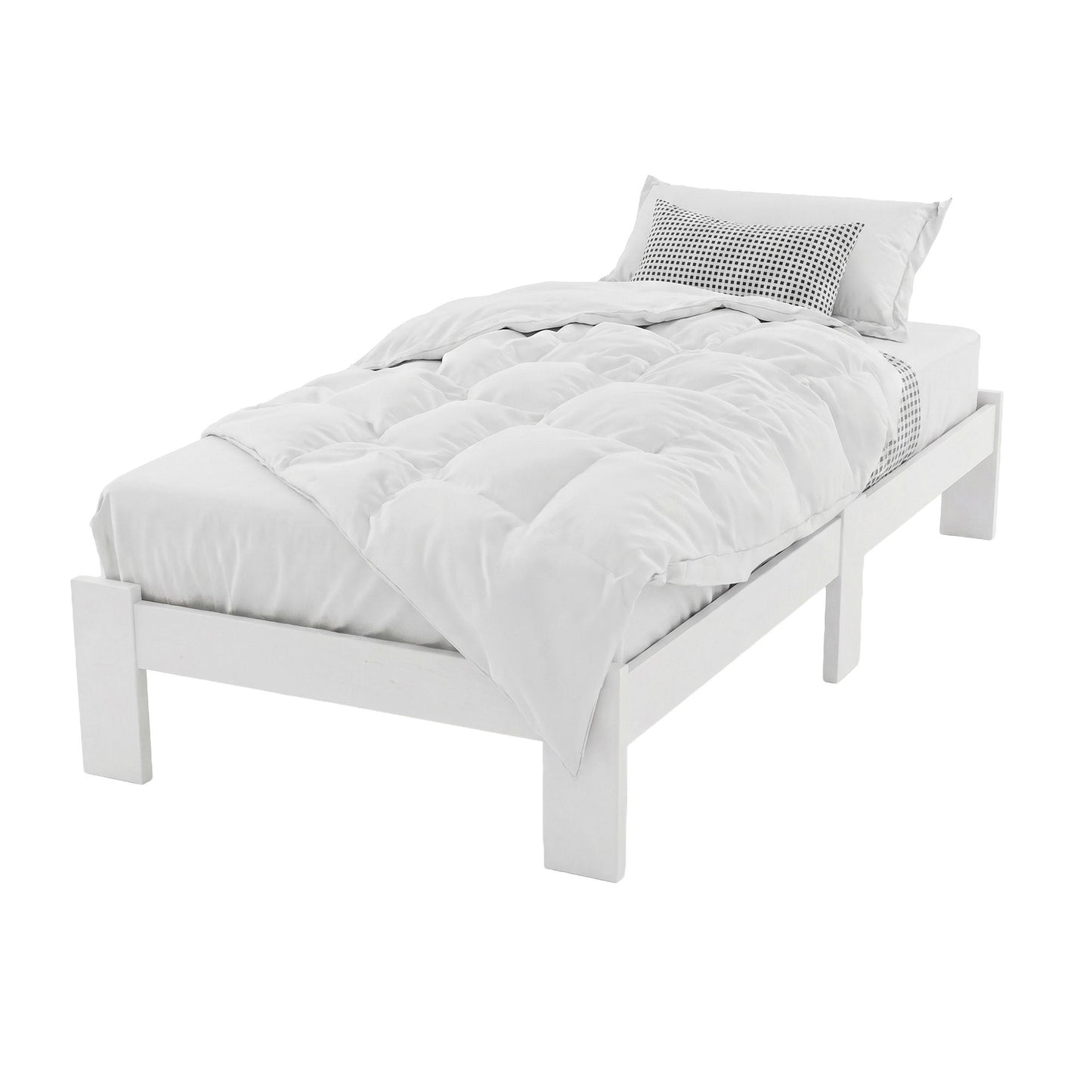 Artiss Bed Frame King Single Size Wooden White JADE WBED-F-BASE-JADE-KS