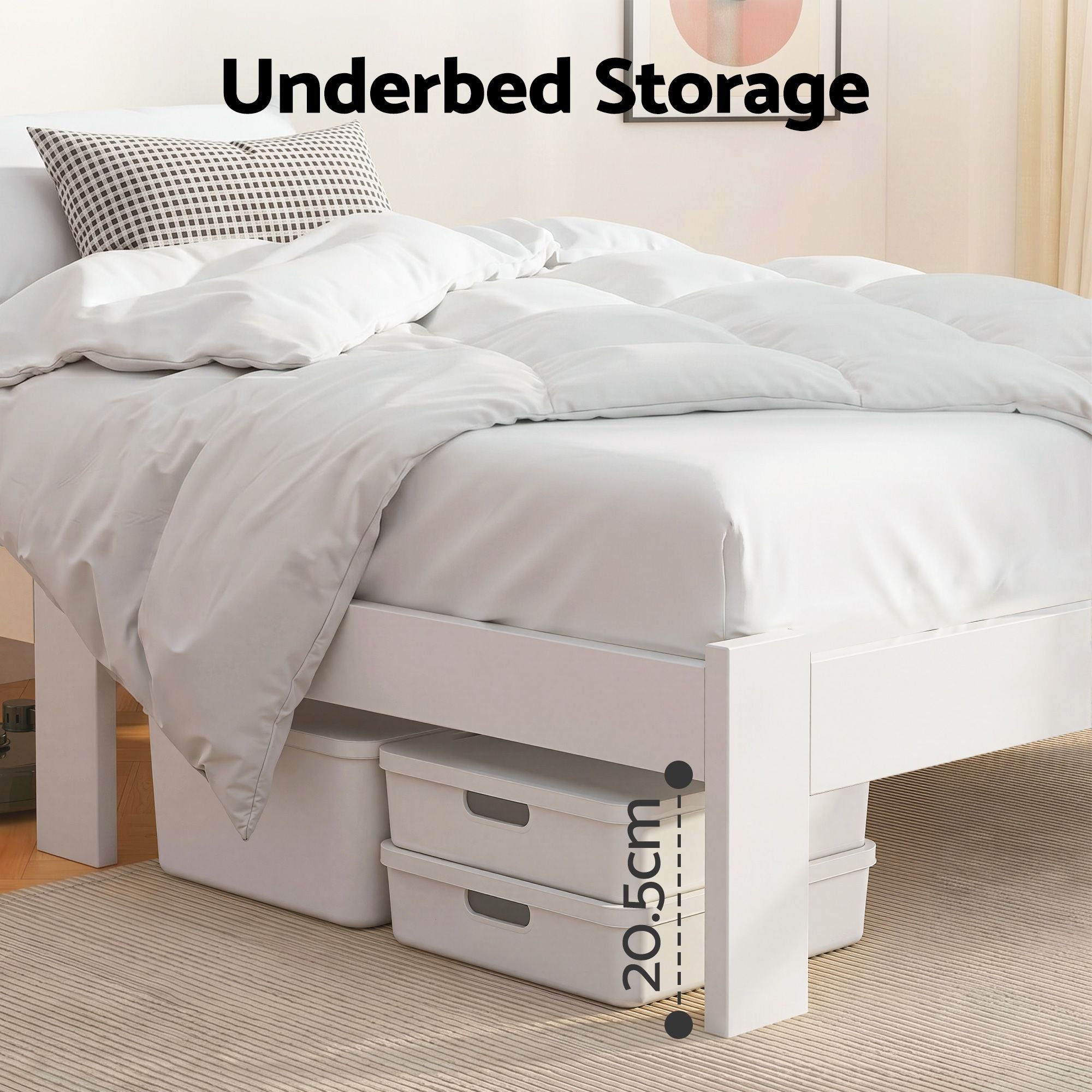 Artiss Bed Frame King Single Size Wooden White JADE WBED-F-BASE-JADE-KS