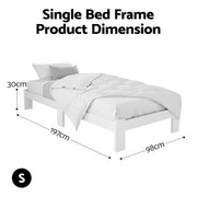 Artiss Bed Frame Single Size Wooden White JADE WBED-F-BASE-JADE-S