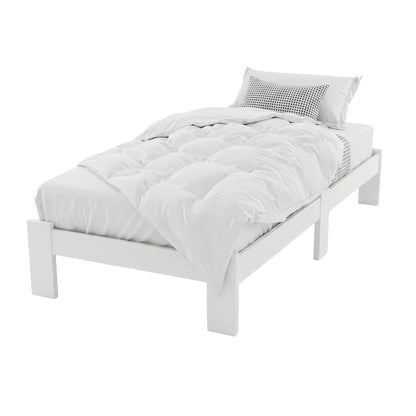 Artiss Bed Frame Single Size Wooden White JADE WBED-F-BASE-JADE-S