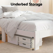 Artiss Bed Frame Single Size Wooden White JADE WBED-F-BASE-JADE-S