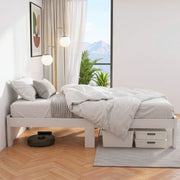 Artiss Bed Frame Single Size Wooden White JADE WBED-F-BASE-JADE-S