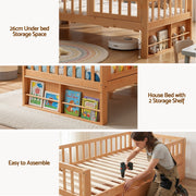 Artiss Kids Single Bed Frame with 3 Storage Drawer Montessori Bed for Toddler Natural WBED-F-CUBIO-S-WD-AB