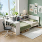 Artiss White Single Solid Wood Corner Platform Bed Frame with Built-in Desk, Storage Shelves and USB-C WBED-F-DESK-S-WH-AB