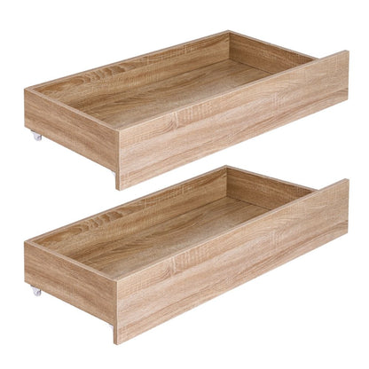 Artiss 2pcs Under Bed Storage with Wheels Rolling Wooden Drawers King Single & Queen WBED-F-DRAW-OAT-KSQ-WD-X2