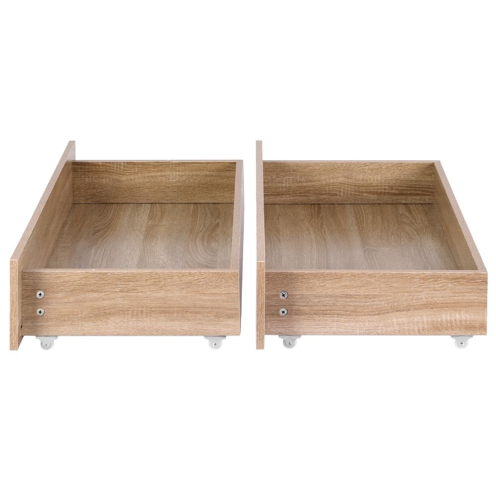 Artiss 2pcs Under Bed Storage with Wheels Rolling Wooden Drawers King Single & Queen WBED-F-DRAW-OAT-KSQ-WD-X2