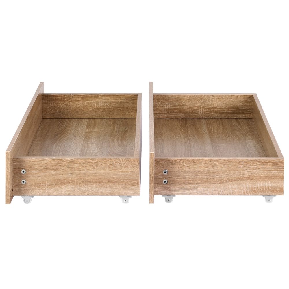 Artiss 2pcs Under Bed Storage with Wheels Rolling Wooden Drawers Single & Double WBED-F-DRAW-OAT-SD-WD-X2