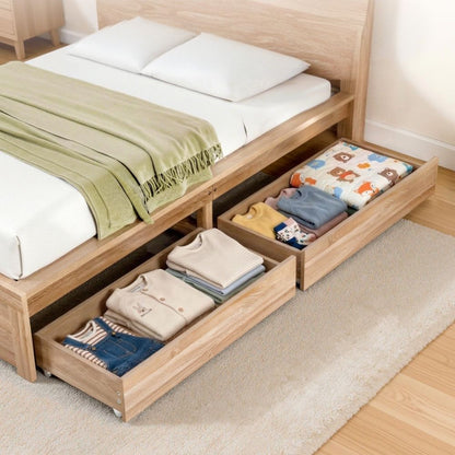 Artiss 2pcs Under Bed Storage with Wheels Rolling Wooden Drawers Single & Double WBED-F-DRAW-OAT-SD-WD-X2
