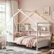 Artiss Kids Single Bed Frame House Bed Solid Wood Montessori Bed for Toddler White WBED-F-DREGO-S-WH-AB