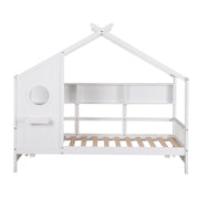 Artiss Kids Single Bed Frame House Bed Solid Wood Montessori Bed for Toddler White WBED-F-DREGO-S-WH-AB