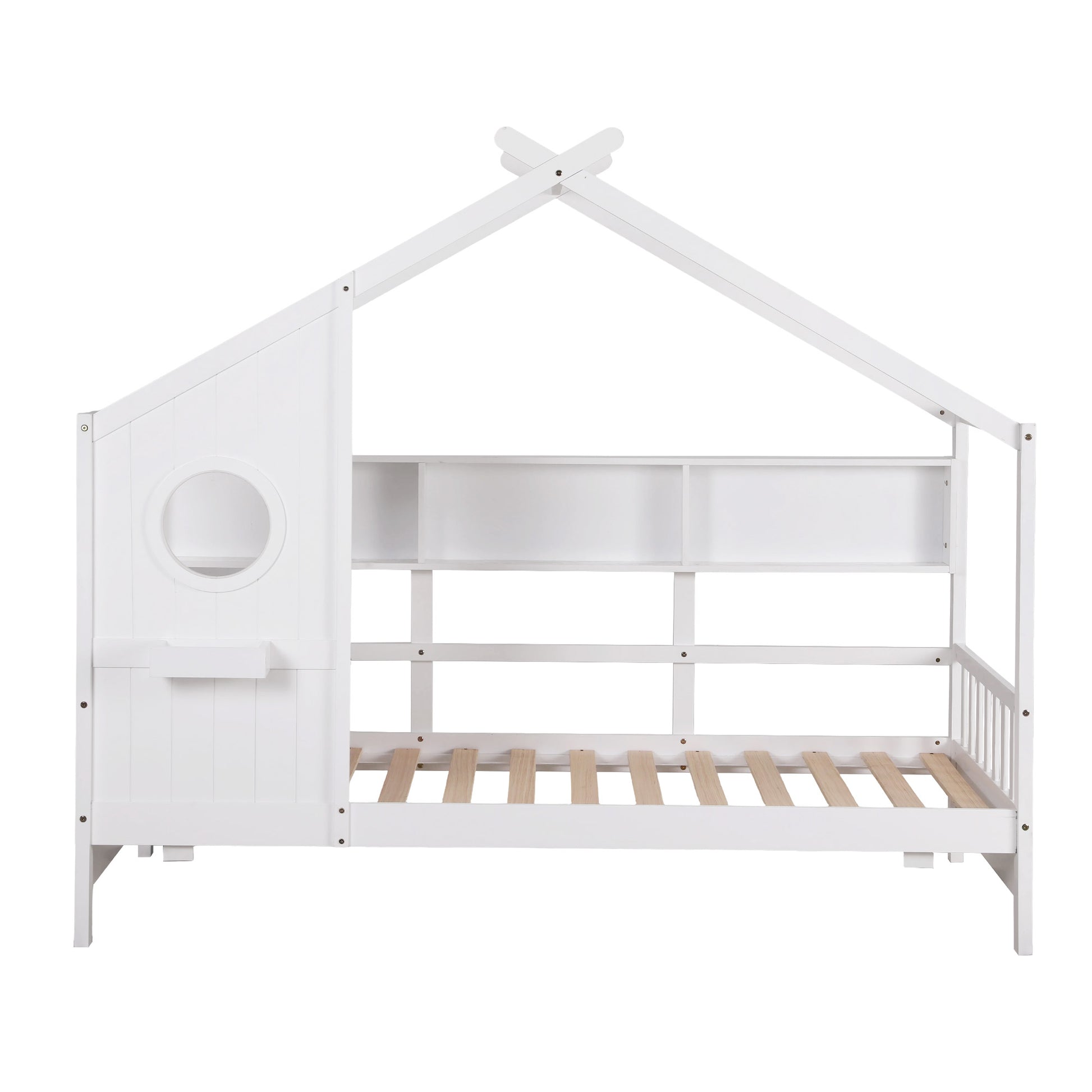 Artiss Kids Single Bed Frame House Bed Solid Wood Montessori Bed for Toddler White WBED-F-DREGO-S-WH-AB