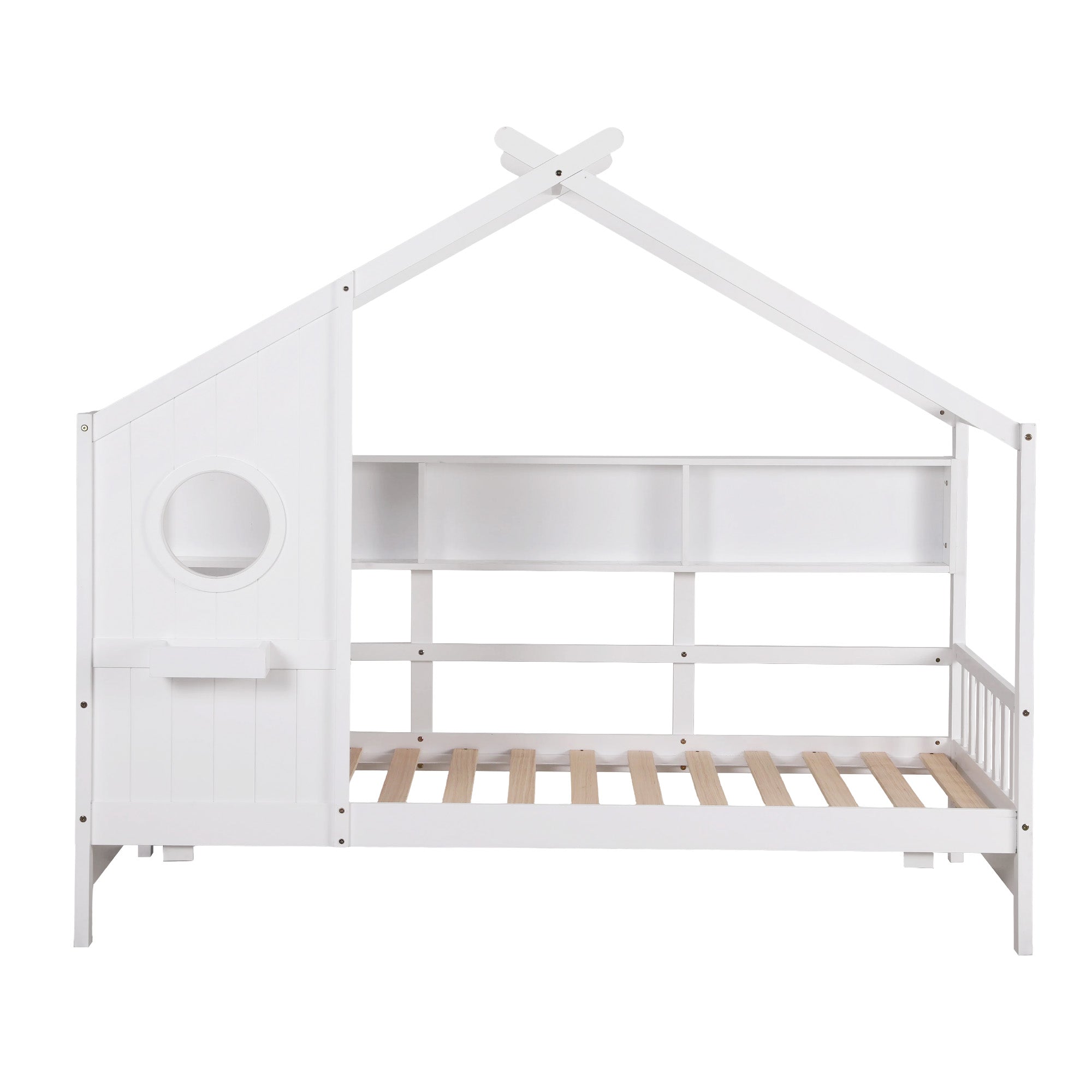 Artiss Kids Single Bed Frame House Bed Solid Wood Montessori Bed for Toddler White WBED-F-DREGO-S-WH-AB