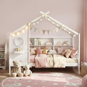 Artiss Kids Single Bed Frame House Bed Solid Wood Montessori Bed for Toddler White WBED-F-DREGO-S-WH-AB