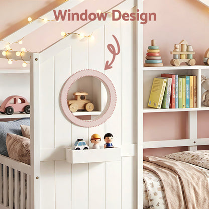 Artiss Kids Single Bed Frame House Bed Solid Wood Montessori Bed for Toddler White WBED-F-DREGO-S-WH-AB