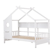 Artiss Kids Single Bed Frame House Bed Solid Wood Montessori Bed for Toddler White WBED-F-DREGO-S-WH-AB