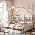 Artiss Kids Single Bed Frame with 3 Storage Bookcase & 2 Drawers House Bed Solid Wood Montessori Bed Easy WBED-F-DREGO-S-WH-DRAW