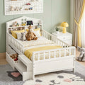 Artiss Single Bed Frame with 2 Storage Drawers, Montessori Bed with Headboard, 2 USB Ports & Led Light, Solid WBED-F-HOMIX-S-WH-AB