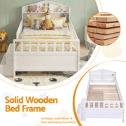 Artiss Single Bed Frame with 2 Storage Drawers, Montessori Bed with Headboard, 2 USB Ports & Led Light, Solid WBED-F-HOMIX-S-WH-AB