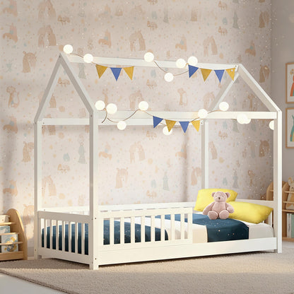 Artiss Bed Frame Wooden Kids House Frame White ROCK WBED-F-HOUSE-ROCK-S-AB