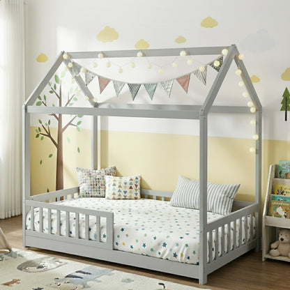 Artiss Bed Frame Wooden Kids House Frame Grey ROCK WBED-F-HOUSE-ROCK-S-GY-AB