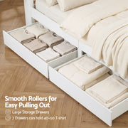 Artiss Double Bed Frame with Storage Drawers White Platform Bedframe with Bookcase Headboard Charging Station WBED-F-LUMEX-D-WH-ABC