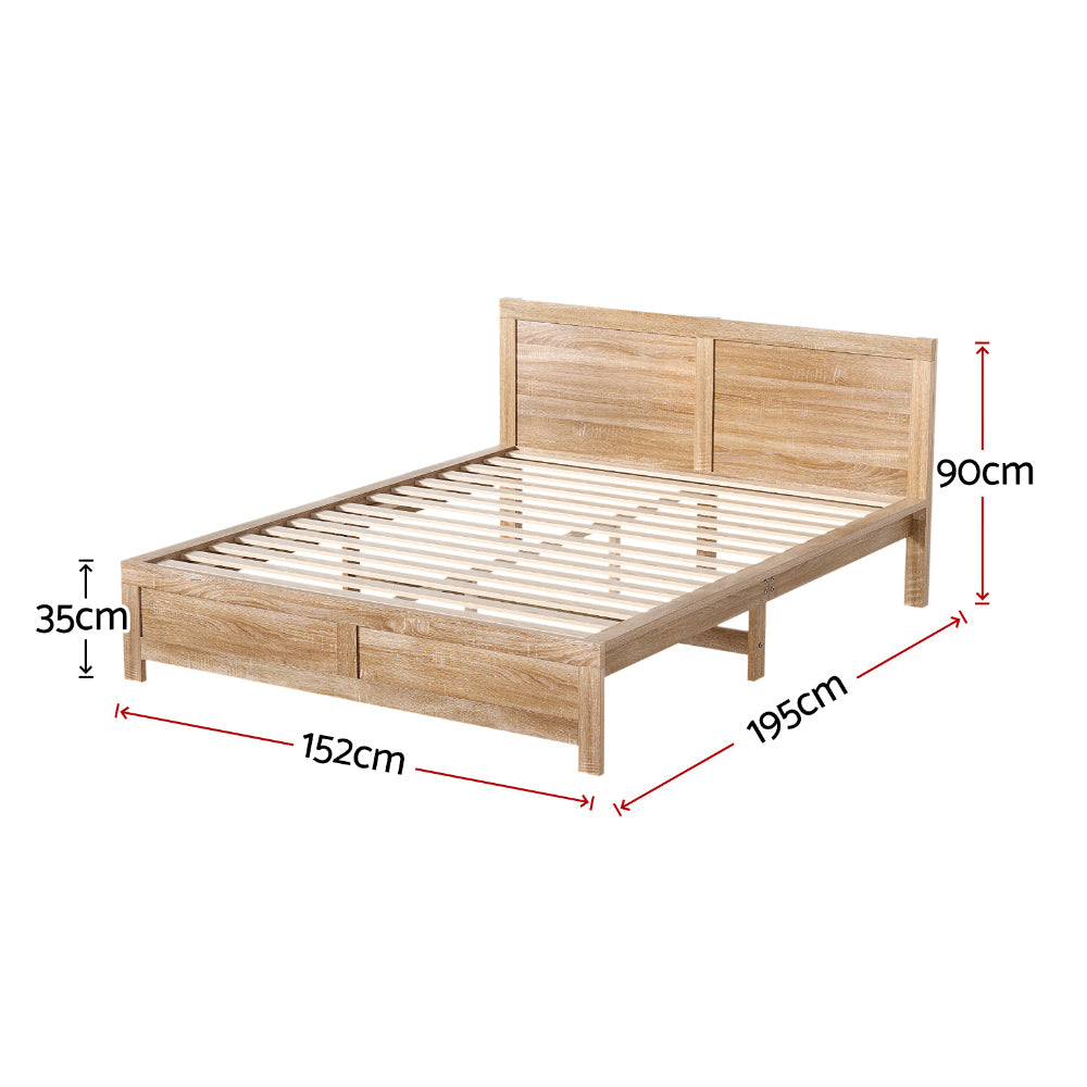 Artiss Bed Frame Double Size Wooden Acacia Wood OATMEAL WBED-F-OATMEAL-D-NA-ABC