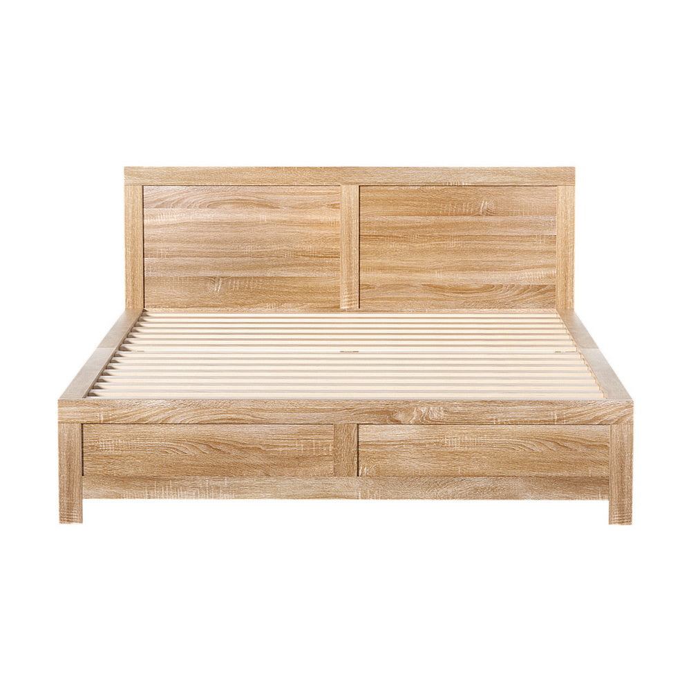 Artiss Bed Frame Double Size Wooden Acacia Wood OATMEAL WBED-F-OATMEAL-D-NA-ABC