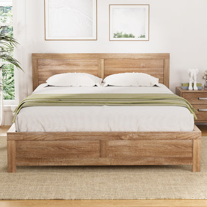 Artiss Bed Frame Double Size Wooden Acacia Wood OATMEAL WBED-F-OATMEAL-D-NA-ABC