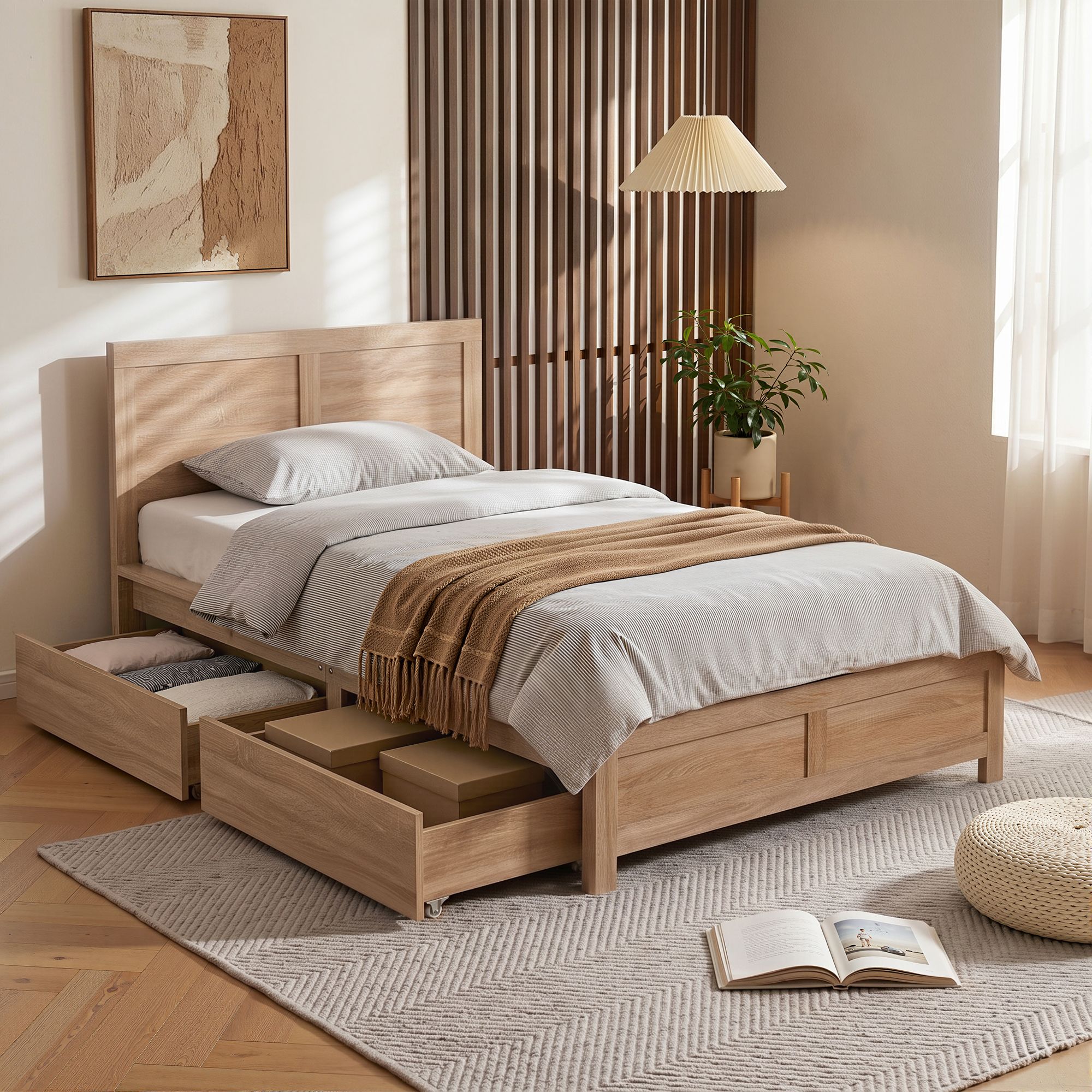 Artiss King Single Size Bed Frame with 2 Drawers Bedroom Furniture