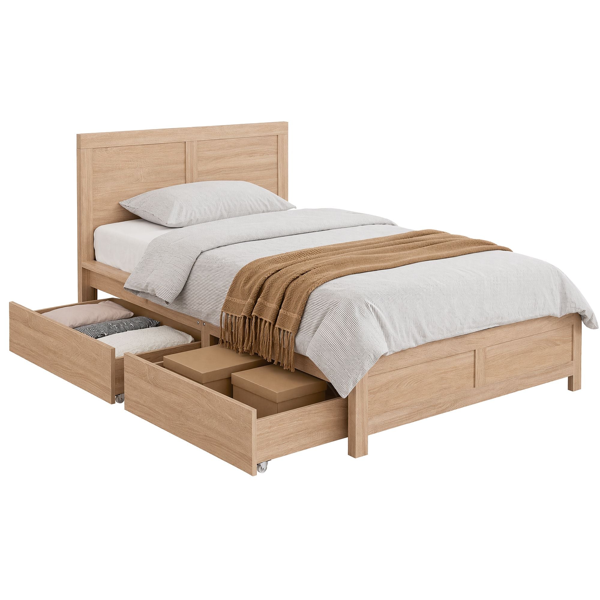 Artiss King Single Size Bed Frame with 2 Drawers Bedroom Furniture