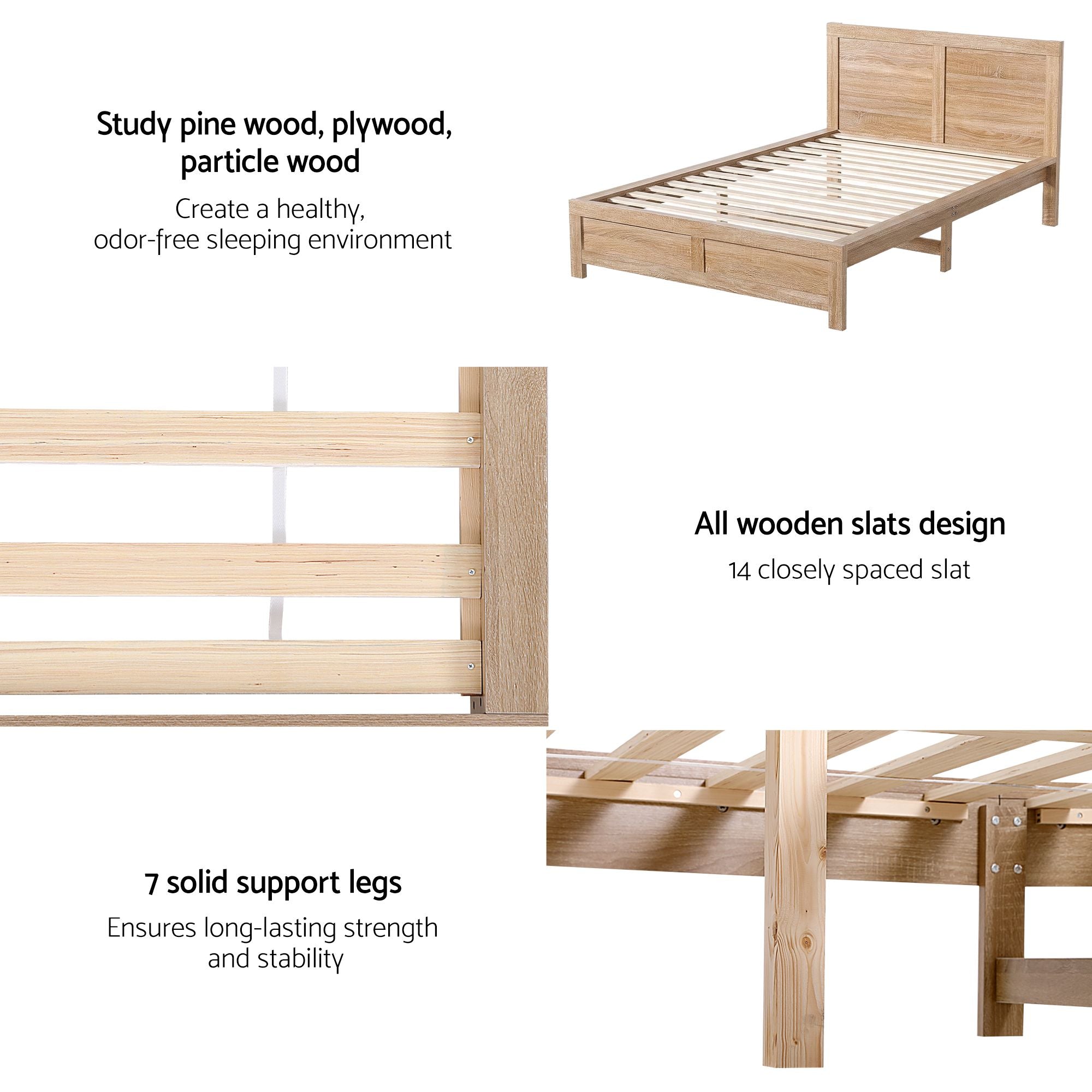 Artiss King Single Size Bed Frame with 2 Drawers Bedroom Furniture