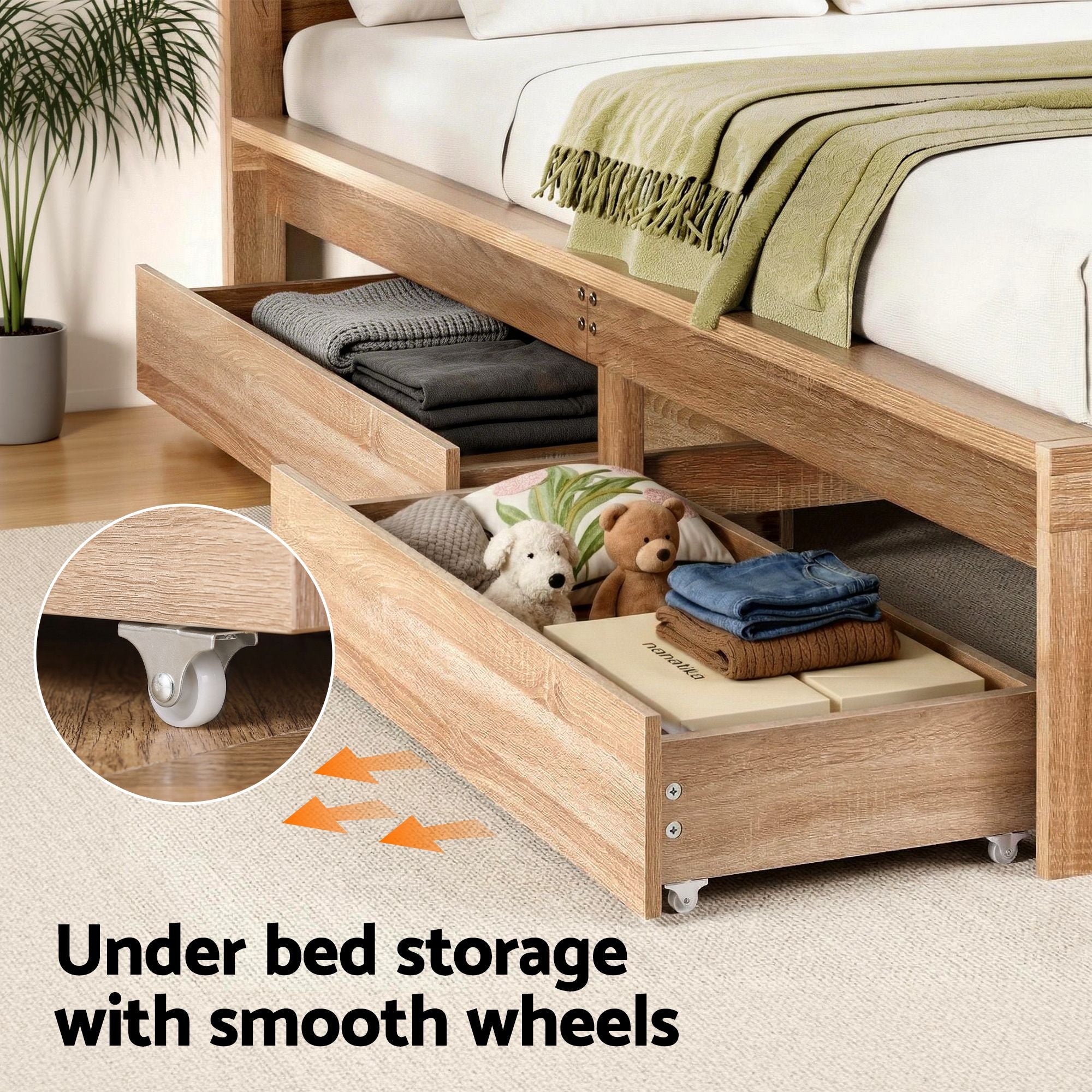 Artiss King Single Size Bed Frame with 2 Drawers Bedroom Furniture