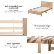 Artiss Single Bed Frame Wooden Bed Base Walnut